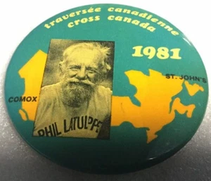 Vintage 3’’ Promo Button Pinback Terry Fox Marathon 1981 Macaron Cross Canada - Picture 1 of 8