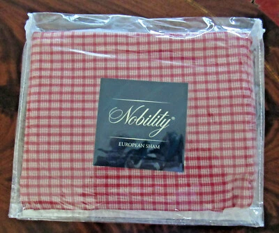 1 Nobility Euro Sham Red Plaid Americana Collection 100% Cotton Ruffled Edge New - Image 1 of 4