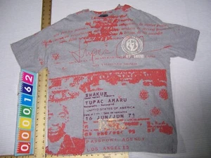 VTG Y2K RARE 2pac Makaveli Tupac Amaru Shakur Signature L Men's Gray/Red Graphic - Picture 1 of 6
