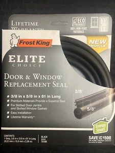 Sello de repuesto para puerta y ventana Frost King de 3/8" de diámetro x 81 pulgadas de largo T81BK - Imagen 1 de 5