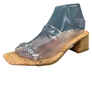 Torrid Doppelband Blockabsatz Heal Pantolette durchsichtig formell Hochzeit Slide Gr. 10 WW - Bild 1 von 9