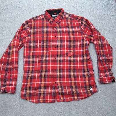 10.Deep Men's 2XL XXL Flannel Long Sleeve Button Up Red Plaid Shirt Warm - Image 1 of 4