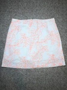 Lady Hagen Essentials Women's Skort Embroidered Orange Flowers Size 0 White - Picture 1 of 5
