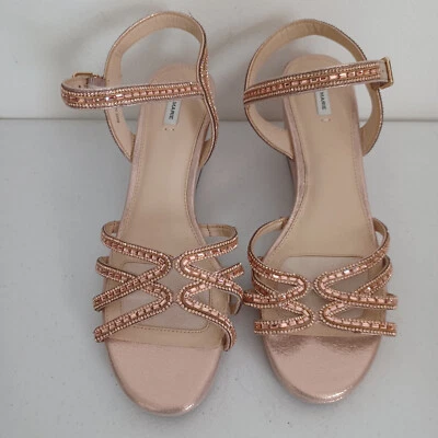 Alex Marie Gold Shimmer Wedges Heels Party Sandals Women's Size 10M NEW - Image 1 of 4