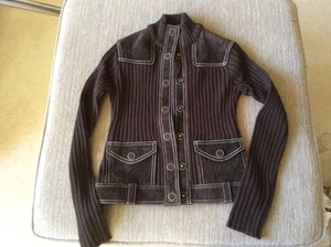 River Island Suede and Wool Brown Cardigan Jacket - Size 8 - BNWT RRP £49.99 - Picture 1 of 9