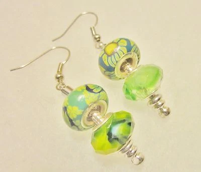 Silver Tone Hook Earrings and 20+ Murano .925 Beads NEW - Image 1 of 4