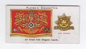 Players Drum Banners & Cap Badges 1924 #07 4th Royal Irish Dragoon Guards