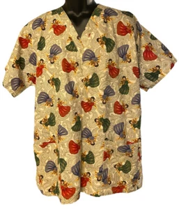 Medical Scrub Top Nurse Women’s Size XL Christmas Angels Holiday - Picture 1 of 3