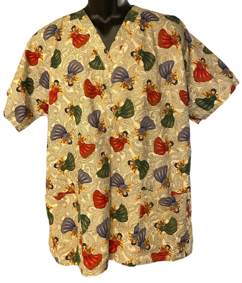 Blusa Médica Enfermera Mujer’s Talla XL Navidad Ángeles Vacaciones Foto 1 de 3