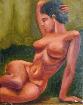 Female Nude Figure Original Oil Painting Naked Charm Lady 16x20 Painted YSArt - Image 1 of 4