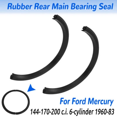 Rubber Rear Main Bearing Seal For Ford Mercury 144-170-200 1960-1983 6-Cylinder Foto 1 de 4