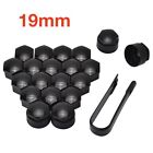 19mm GLOSS BLACK ALLOY WHEEL NUT BOLT COVERS CAPS UNIVERSAL SET FOR ANY CAR