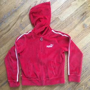 Puma Youth Girl Long Sleeve Velour Red Full-Zip Jacket Size Large - Picture 1 of 11