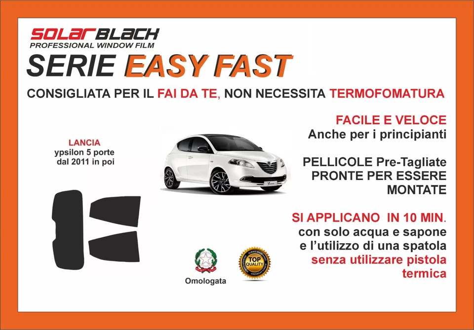 Pellicole Oscuranti Vetri Lancia Ypsilon 5 p dal 2011 in poi  post Easy Fast - Image 1 of 1