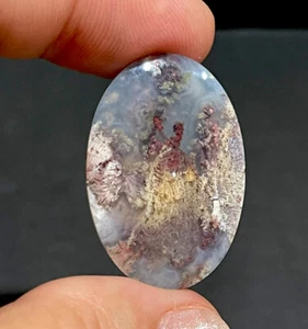 31.75x22x5.5mm Fine Silver Garden Moss Agate Oval Cabochon Loose Picture Stone - Picture 1 of 12