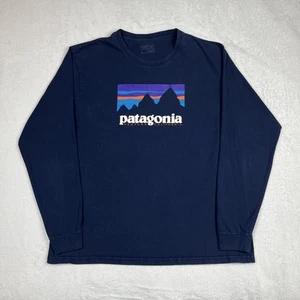 Patagonia Ventura T Shirt Mens Size L Long Sleeve Crew Neck Hiking Navy Blue - Picture 1 of 10