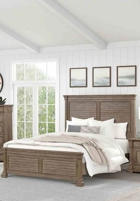 Transitional Style Eastern King Size 1pc Bed Set Weathered Brown  Finish Bedroom - Image 1 of 4
