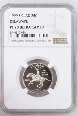 A 1999-S Delaware State Quarter NGC PF 70, ULTRA CAMEO (Clad Variety) - Image 1 of 2