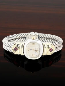 DAVID YURMAN STERLINGSILBER 14K GOLD ROSA EDELSTEIN KABEL 6,25" UHR #7928 - Bild 1 von 7