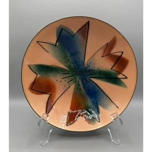 Mid Century Modern Turquoise Enamel Copper Handmade Bowl Dish Vintage South West - Picture 1 of 6