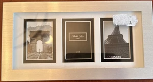 Bella Lux cadres fins pour trois photos 2”x3” cadre photo ton argent NEUF - Photo 1/6