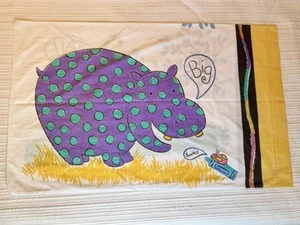 1991 Crayola Kanone Baumwollmischung Kissenbezug 2-seitig Binney & Smith Giraffe Nilpferd - Bild 1 von 5