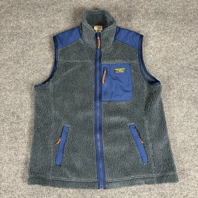 LL Bean Vest Mens Large Deep Pile Sherpa Fleece Full Zip - Image 1 of 4