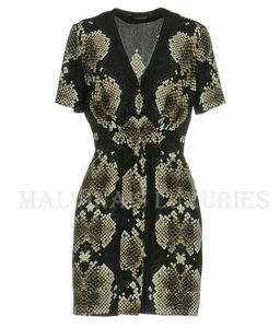 ROBERTO CAVALLI KLEID SCHLANGENMUSTER SEIDE V-AUSSCHNITT KURZARM 1.495 $ Gr. IT 40 US 4 - Bild 1 von 3