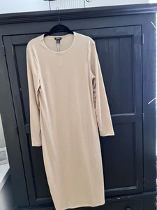 boohoo Maternity Long Sleeve Split Midi Dress NWT Sz. 12 Stone - Picture 1 of 11