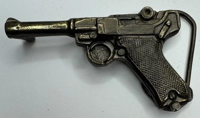 Hebilla de cinturón de latón macizo MM United Chicago 1979 vintage en forma de pistola Foto 1 de 3