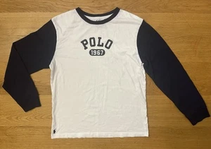 Polo Ralph Lauren 1967 Long Sleeve Baseball Tee, Size Large 14/16 Navy And White - Picture 1 of 7