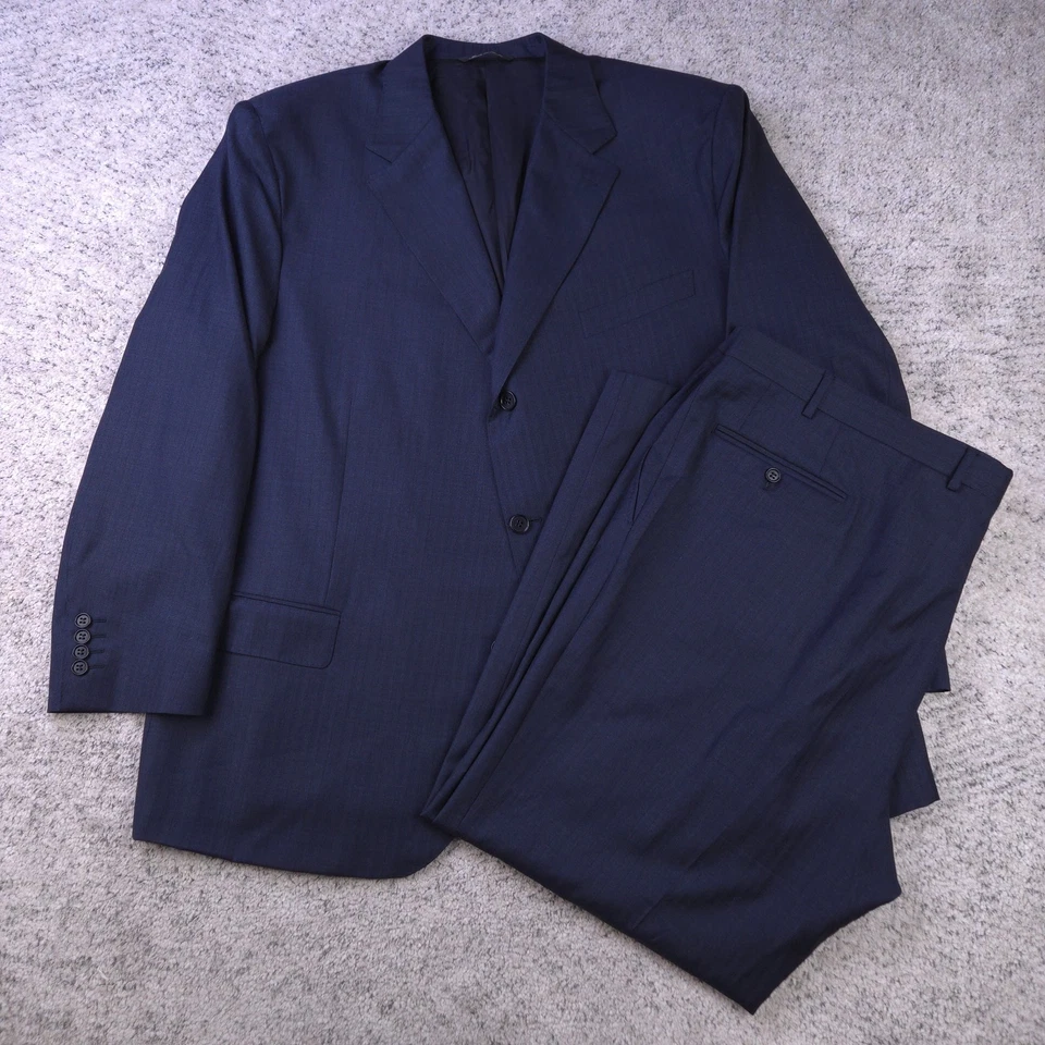 Canali Suit 52R 46x30 Pinstripe Paramontura Navy Three Button Wool Made In Italy - Image 1 of 4