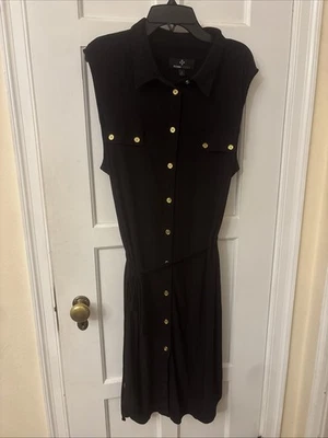 Vestido vaquero elástico con cuello negro sin mangas Ronnie Nicole para mujer 16 Foto 1 de 4