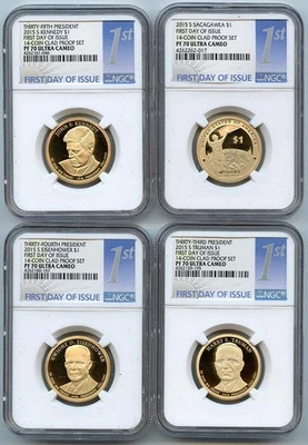 2015 S FIRST DAY 14-COIN CLAD PROOF SET NGC PR70DCAM - Image 1 of 4