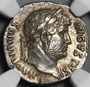 125 NGC Ch XF Hadrian Roman Empire Denarius Roma Spear Parazonium (24101204C) - Picture 1 of 6