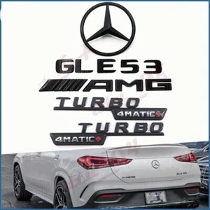 GLE53 AMG TURBO 4MATIC+ Rear Star Emblem glossy Black Badge Set For GLE53 SUV - Picture 1 of 3