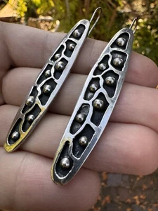 Stunning Mid-Century Vintage Abstract Modernist Sterling Silver Earrings - Picture 1 of 15
