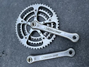 Stronglight 107 pédalier crankset Triple 175mm 14x125 52/42/32 Peugeot Gitane - Foto 1 di 7