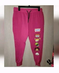 RARE Nickelodeon Rugrats Sweatpants Jogger Pink & Super-Soft Size Large - Picture 1 of 5