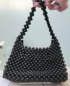 Vintage Black Wood Beaded Purse by 'Marcus Brothers of Miami' 1960s - Picture 1 of 6