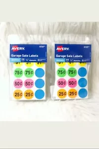 Lotto 2 etichette adesive vuote prestampate Avery Garage Yard Rummage vendita 730 - Foto 1 di 4