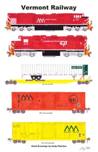 Póster Vermont Railway and Clarendon & Pittsford 11""x17"" firmado por Andy Fletcher - Imagen 1 de 1
