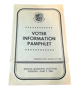 Vtg '80 City of Los Angeles VOTERS INFO PAMPHLET Special Municipal Election - Picture 1 of 8