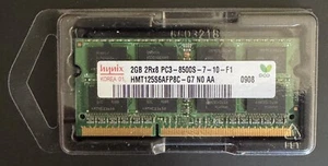 Hynix DDR3 2 GB 2Rx8 PC3-8500S SoDimm, 204 pin - 1066MHz HMT125S6AFP8C-G7 - Picture 1 of 1