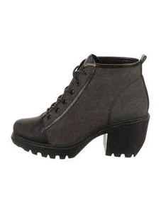 OPENING CEREMONY Women Grey Round Toes Ankle Combat Lace up Platform Boots Sz 40 - Picture 1 of 5
