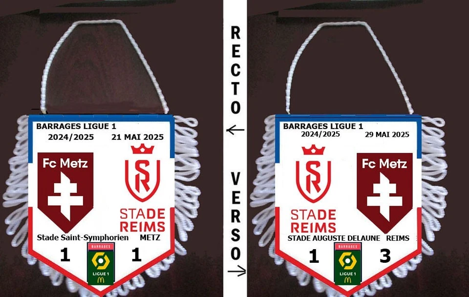 fanion football BARRAGES LIGUE 1 2025   STADE REIMS VS FC METZ - Photo 1/1