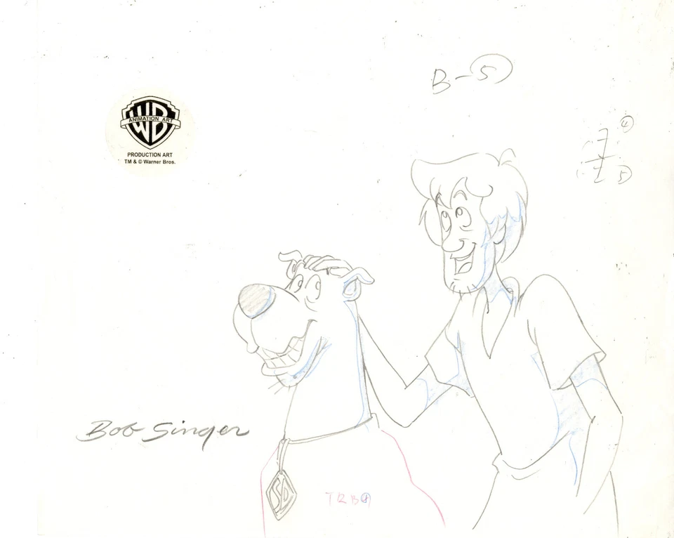 Scooby Doo y Shaggy: dibujo de producción original firmado por Bob Singer Foto 1 de 1