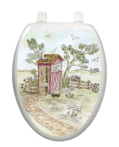 Tapa de asiento de inodoro Lori's Outhouse decoración tatuajes de inodoro extraíbles reutilizables - Imagen 1 de 1