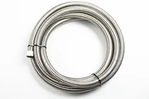 20 Feet Sliver AN8 Nylon And Stainless Steel Braided Fuel Oil Gas Line Hose -8AN - Picture 1 of 3