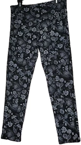 Coco and Carmen Womens JR L/XL Black Floral Leggings Paisley Jeggings Pants - Picture 1 of 9